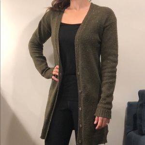 Dark olive long cardigan size xs